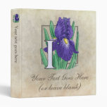 I for Iris Flower Monogram Small Vinyl Binders