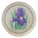 I for Irises Flower Alphabet Monogram Party Plate