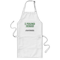 I found Jesus! He was hiding behind the sofa... Aprons