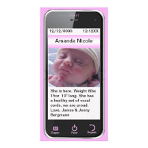 i Girl Cell Phone Birth Announcement Photo Card