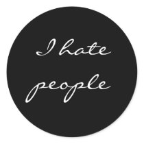 I hate people round sticker
