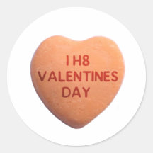 I Hate Valentines Day Orange Candy Heart Stickers