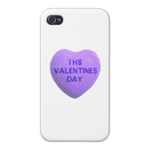 I Hate Valentines Day Purple Candy Heart Cover For iPhone 4