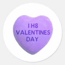 I Hate Valentines Day Purple Candy Heart Stickers
