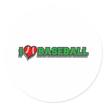 I heart baseball round stickers