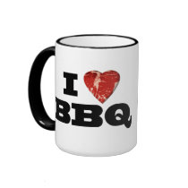 I heart BBQ, Steak Heart Shape Funny Grilling Coffee Mugs