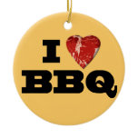 I heart BBQ, Steak Heart Shape Funny Grilling ornaments