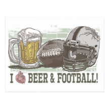 I Heart Beer and Football Postcard