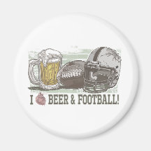 I Heart Beer and Football Refrigerator Magnet