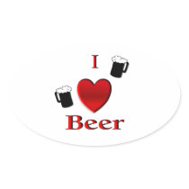 I Heart Beer Oval Stickers