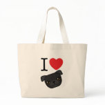 I Heart Black Pugs Tote Bag