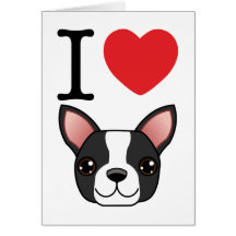 I Heart Boston Terriers Cards