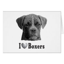 I Heart Boxers w/Stylized Image Greeting Cards