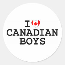 I Heart Canadian Boys Round Stickers