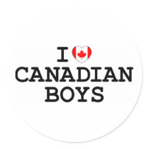 I Heart Canadian Boys Round Stickers