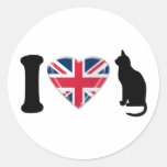 I Heart Cats with 3D Union Jack Heart Design Stickers