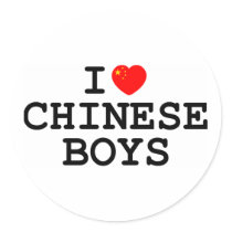I Heart Chinese Boys Round Stickers