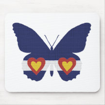 I Heart Colorado Flag Butterfly Products Mouse Pads