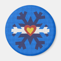 I Heart Colorado Flag Snowflake Refrigerator Magnets