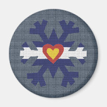 I Heart Colorado Flag Snowflake Magnets
