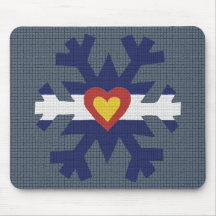 I Heart Colorado Flag Snowflake Mouse Pad