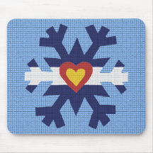 I Heart Colorado Flag Snowflake Mousepad
