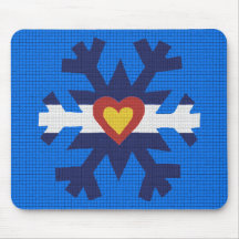 I Heart Colorado Flag Snowflake Mousepads