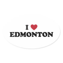 I Heart Edmonton Canada Oval Sticker