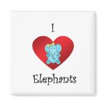 I heart elephants in blue with yellow bow magnets