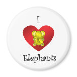 I heart elephants in gold magnets