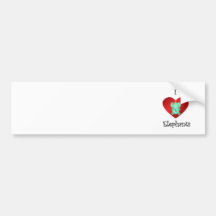 I heart elephants in green and red bumper stickers