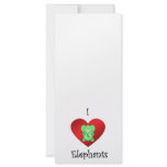 I heart elephants in green customized rack card