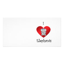I heart elephants in grey and blue photo cards
