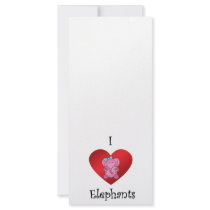 I heart elephants in pink and blue full color rack card