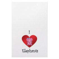 I heart elephants in pink and blue stationery
