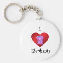 I heart elephants in purple and blue keychain