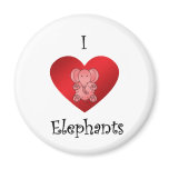 I heart elephants in red fridge magnet