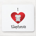 I heart elephants in white mousepads