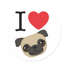 I Heart Fawn Pugs Sticker
