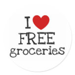 I Heart Free Groceries Round Sticker