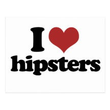 I heart hipsters post card