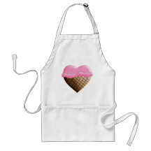 I (Heart) Ice Cream! Strawberry Pink Aprons