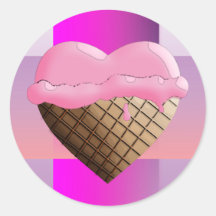 I (Heart) Ice Cream! Strawberry Pink Sticker