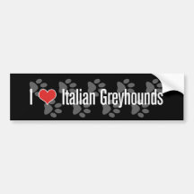 I (heart) Italian Greyhounds Bumper Sticker
