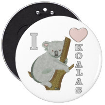 I Heart Koalas Fuzzy Animals Pinback Buttons