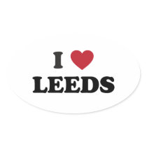 I Heart Leeds England Oval Sticker