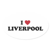 I Heart Liverpool England Oval Sticker