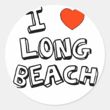 I Heart Long Beach Round Stickers