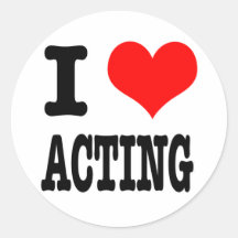I HEART (LOVE) ACTING ROUND STICKERS