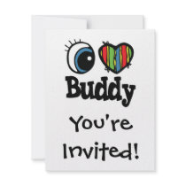 I Heart (Love) Buddy Custom Invitations